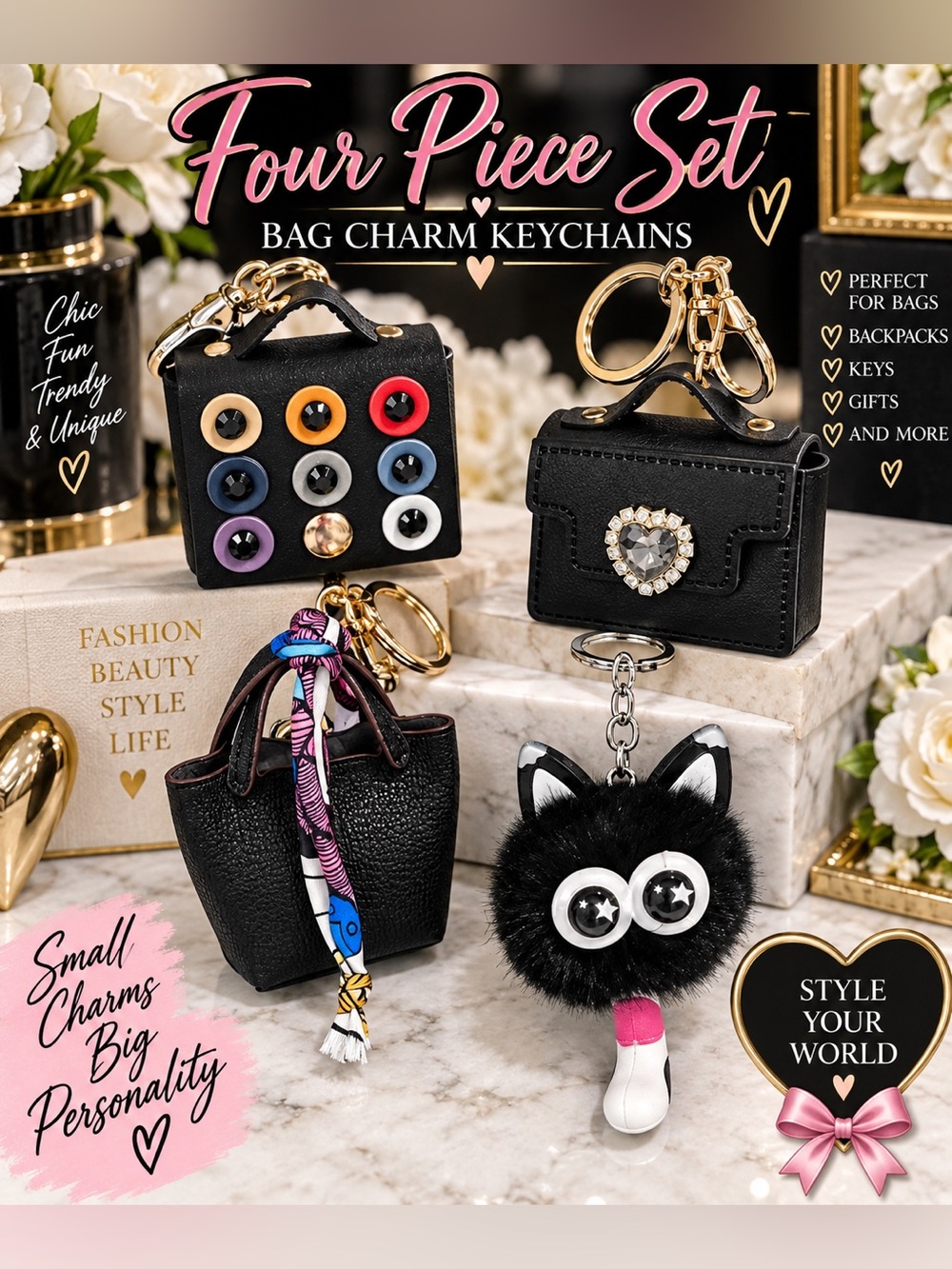 Little black bags set Bagcharms keychains